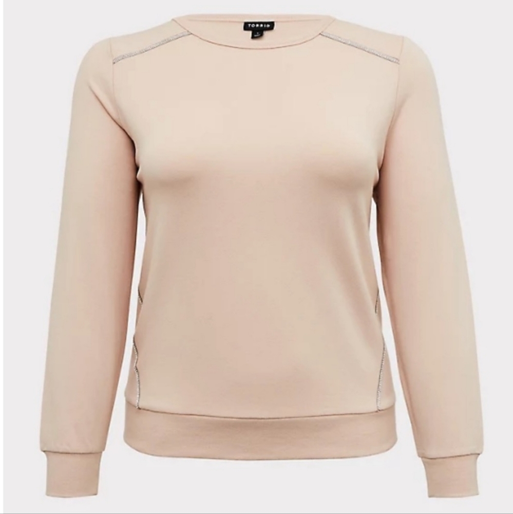 ❤Torrid Tan fleece Rhinestone Sweatshirt